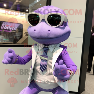 Lavender Lizard mascot costume character dressed with a Blazer and Bracelet watches