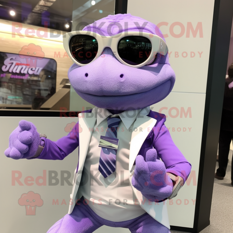 Lavender Lizard mascot costume character dressed with a Blazer and Bracelet watches Lavender Lizard mascot costume character dressed with a Blazer and Bracelet watches