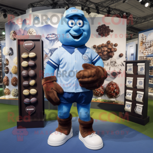 Blå chokolade maskot...