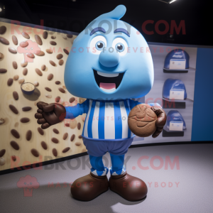 Blå chokolade maskot...
