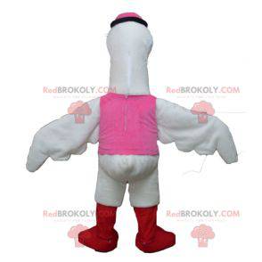 Large white bird stork swan mascot - Redbrokoly.com