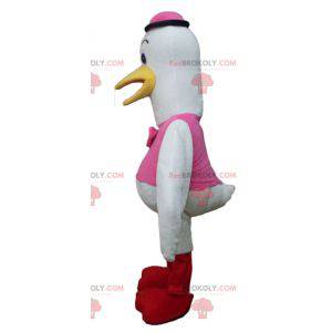 Large white bird stork swan mascot - Redbrokoly.com