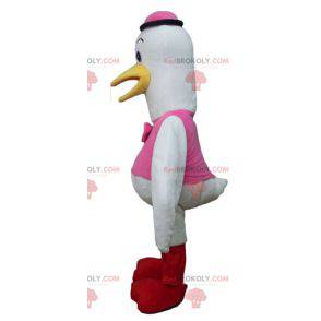 Large white bird stork swan mascot - Redbrokoly.com