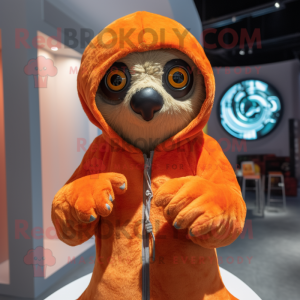 Orange Sloth maskot kostym...