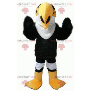 Mascotte de toucan de perroquet noir blanc et jaune -