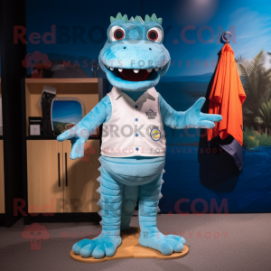 Sky Blue Krokodil maskot...