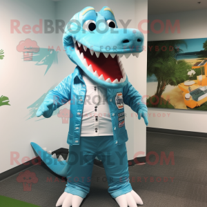 Sky Blue Krokodil maskot...