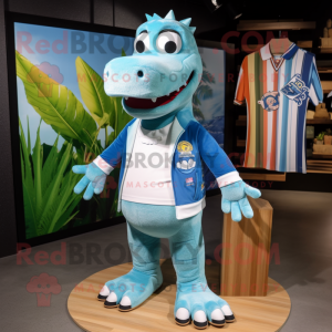 Sky Blue Krokodil maskot...