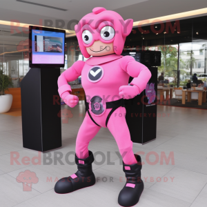 Pink Superhelte maskot...