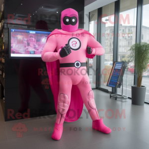 Roze superheld mascotte...