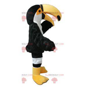 Mascotte de toucan de perroquet noir blanc et jaune -