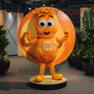 Orange Plate Spinner mascot costume character dressed with a Romper and Wraps