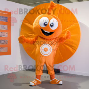 Orange Plate Spinner mascot costume character dressed with a Romper and Wraps