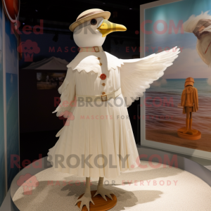 Tan Seagull maskot kostume...