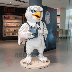 White Falcon mascot costume character dressed with a Graphic Tee and Handbags