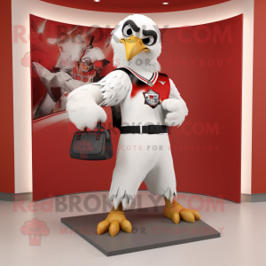 White Falcon mascot costume character dressed with a Graphic Tee and Handbags