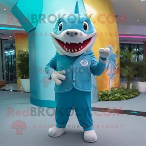 Cyan Shark mascotte kostuum...