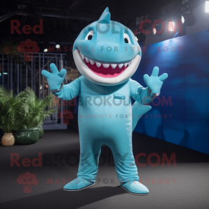 Cyan Shark mascotte kostuum...