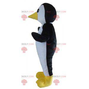 Mascote pássaro pinguim preto branco e amarelo - Redbrokoly.com