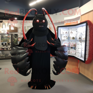 Black Lobster mascot costume character dressed with a Cover-up and Cummerbunds