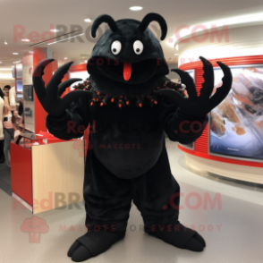 Black Lobster mascot costume character dressed with a Cover-up and Cummerbunds