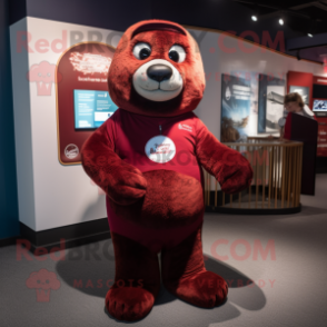 Maroon Seal mascot costume character dressed with a Henley Tee and Anklets