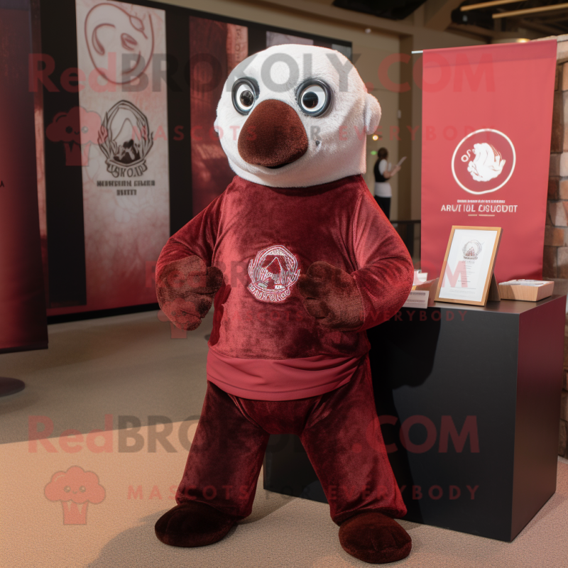 Maroon Seal mascot costume character dressed with a Henley Tee and Anklets