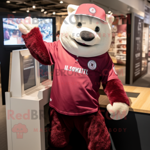 Maroon Seal mascot costume character dressed with a Henley Tee and Anklets