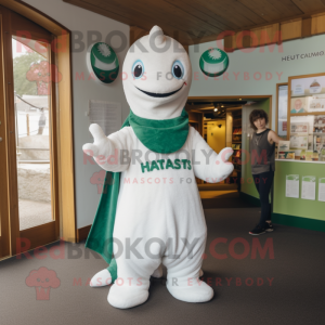 White Loch Ness Monster mascot costume character dressed with a Playsuit and Shawls