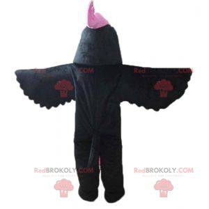 Černý pták maskot s růžovým hřebenem na hlavě - Redbrokoly.com