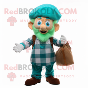 Cyan Leprechaun Hat maskot...