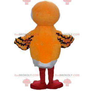 Mascot oranje witte en zwarte vogel met een lange snavel -