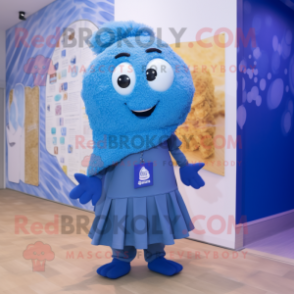 Blue Fish And Chips mascot costume character dressed with a Swimwear and Scarf clips