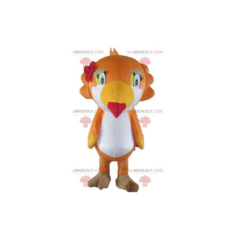 Mascote papagaio tucano branco e amarelo alaranjado -