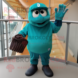 Teal Baseball Glove maskot...