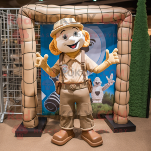 Tan Soccer Goal mascot costume character dressed with a Cargo Pants and Bracelets
