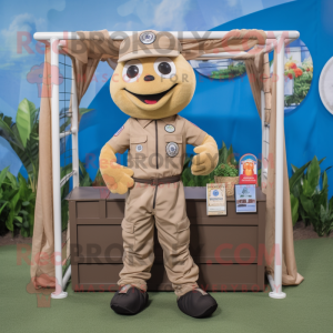 Tan Soccer Goal mascot costume character dressed with a Cargo Pants and Bracelets