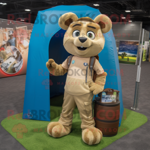 Tan Soccer Goal mascot costume character dressed with a Cargo Pants and Bracelets