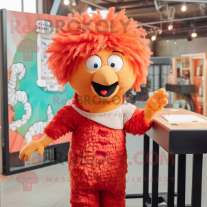 nan Chicken Parmesan mascot costume character dressed with a Jumpsuit and Hairpins