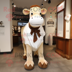 Cream Hereford Cow maskot...