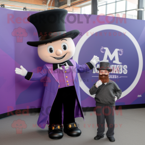 Lavender Ring Master mascot costume character dressed with a Blazer and Wraps