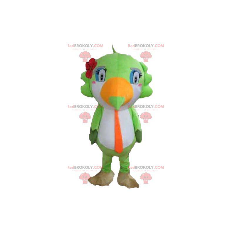 Mascotte de perroquet de toucan vert blanc et orange -