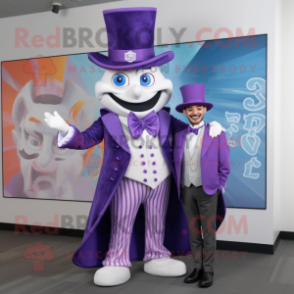 Lavender Ring Master mascot costume character dressed with a Blazer and Wraps