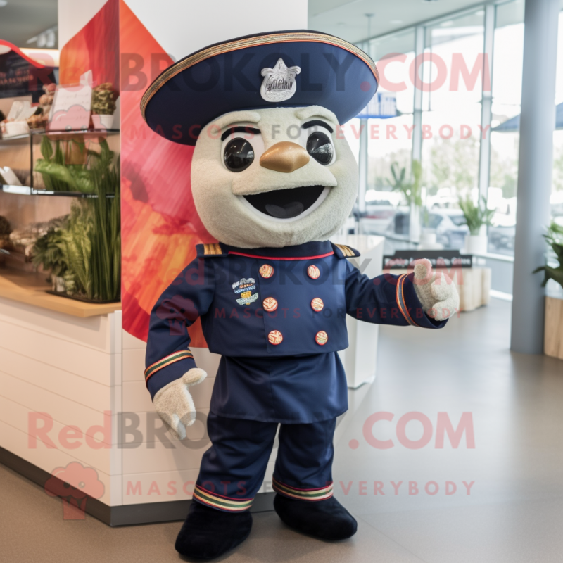 Navy Fajitas mascot costume character dressed with a Romper and Headbands Navy Fajitas mascot costume character dressed with a Romper and Headbands