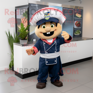 Navy Fajitas mascot costume character dressed with a Romper and Headbands