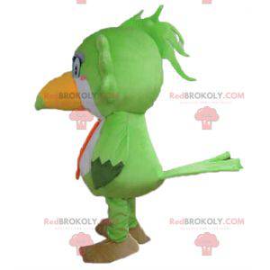Mascotte de perroquet de toucan vert blanc et orange -