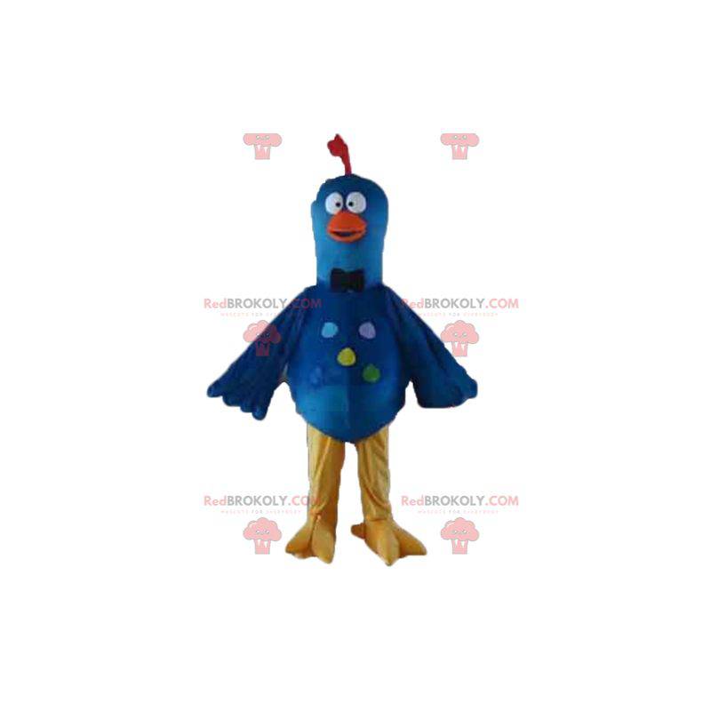 Blue yellow and orange pigeon bird mascot - Redbrokoly.com