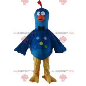 Mascotte uccello piccione blu giallo e arancione -