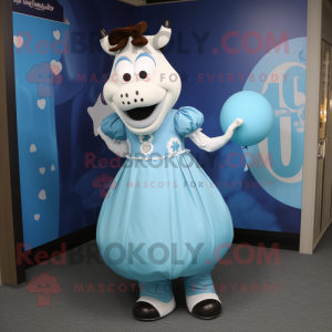 Sky Blue Cow maskot kostume...