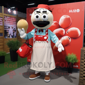 nan Meatballs mascot costume character dressed with a Dress Shirt and Messenger bags